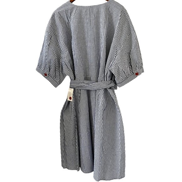 Eloquii NEW Navy & White Gingham Wrap Dress Size 26 - Picture 7 of 12